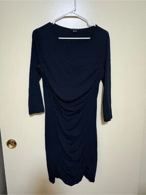 Theory | Dresses | Theory Seamed Linenblend Midi Vneck Aline Sleeveless  Dress Size | Poshmark